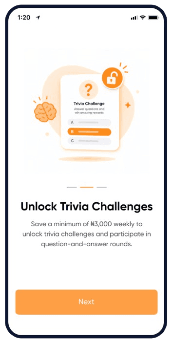 XtremPay trivia savings screen showing unlock trivia challenges flow